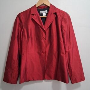 Brooks Brothers Vintage 100% Silk 2 Buttom Notched Collar Red Blazer Size 2